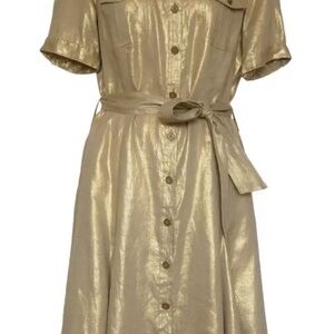 Ralph Lauren Shimmering Gold Midi Dress